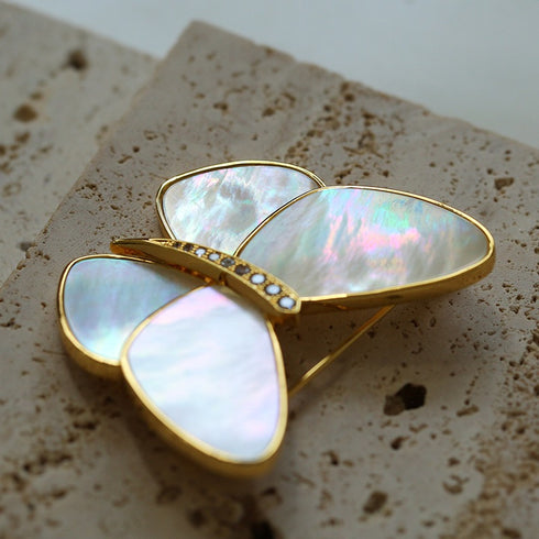 Butterfly Colorful Black Mother of Shell Brooch - House Of Pearls